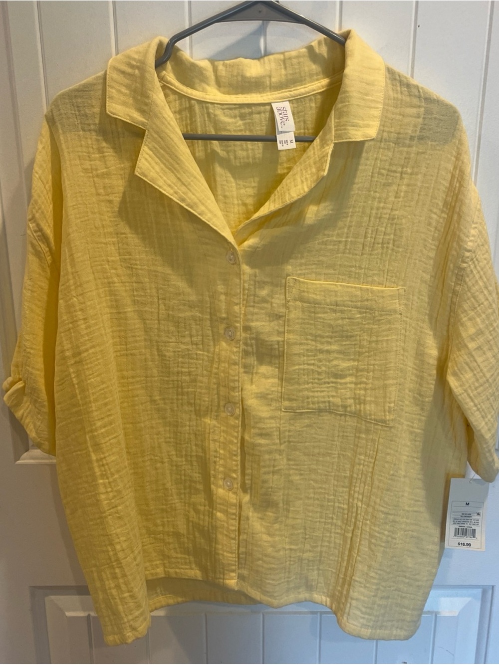 stars above Pale Yellow Button-Up Top
